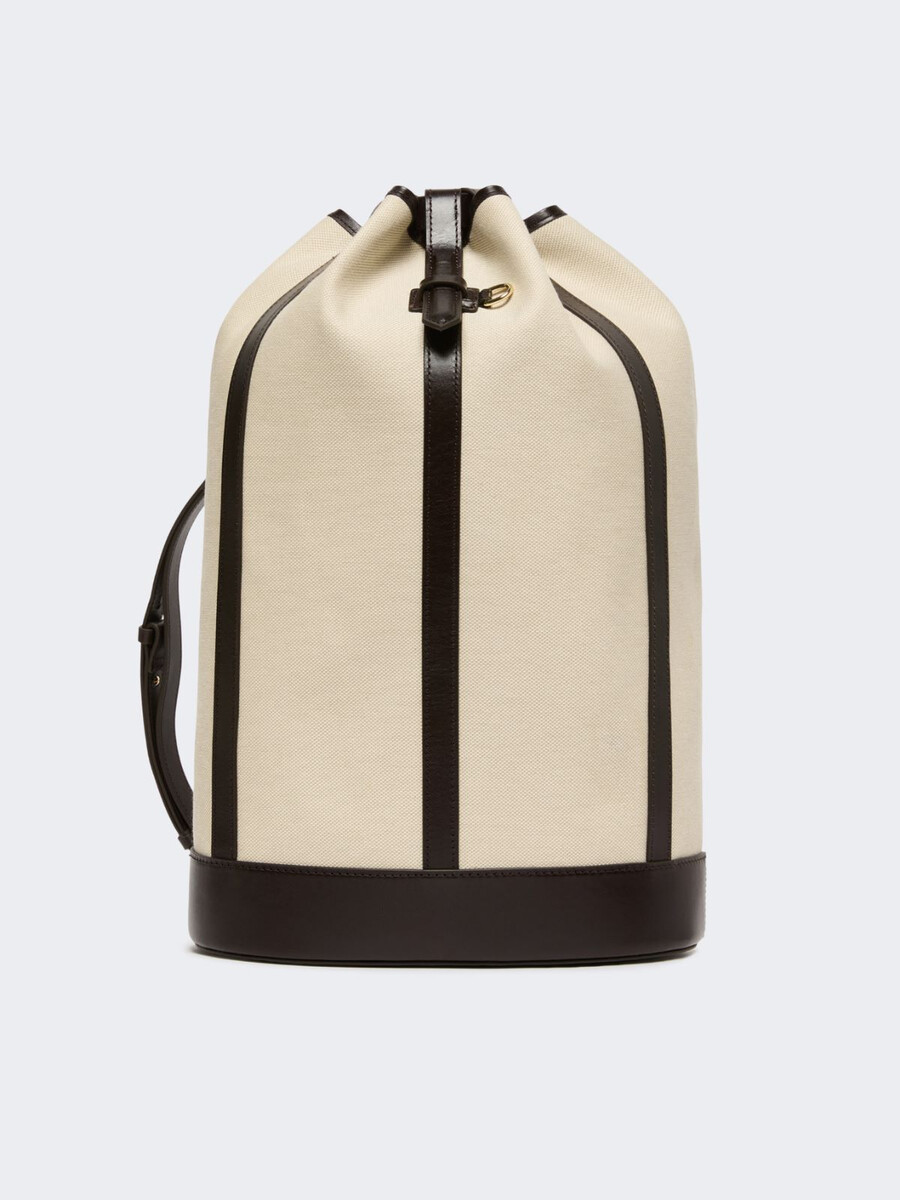 canvas and leather backpack - beige