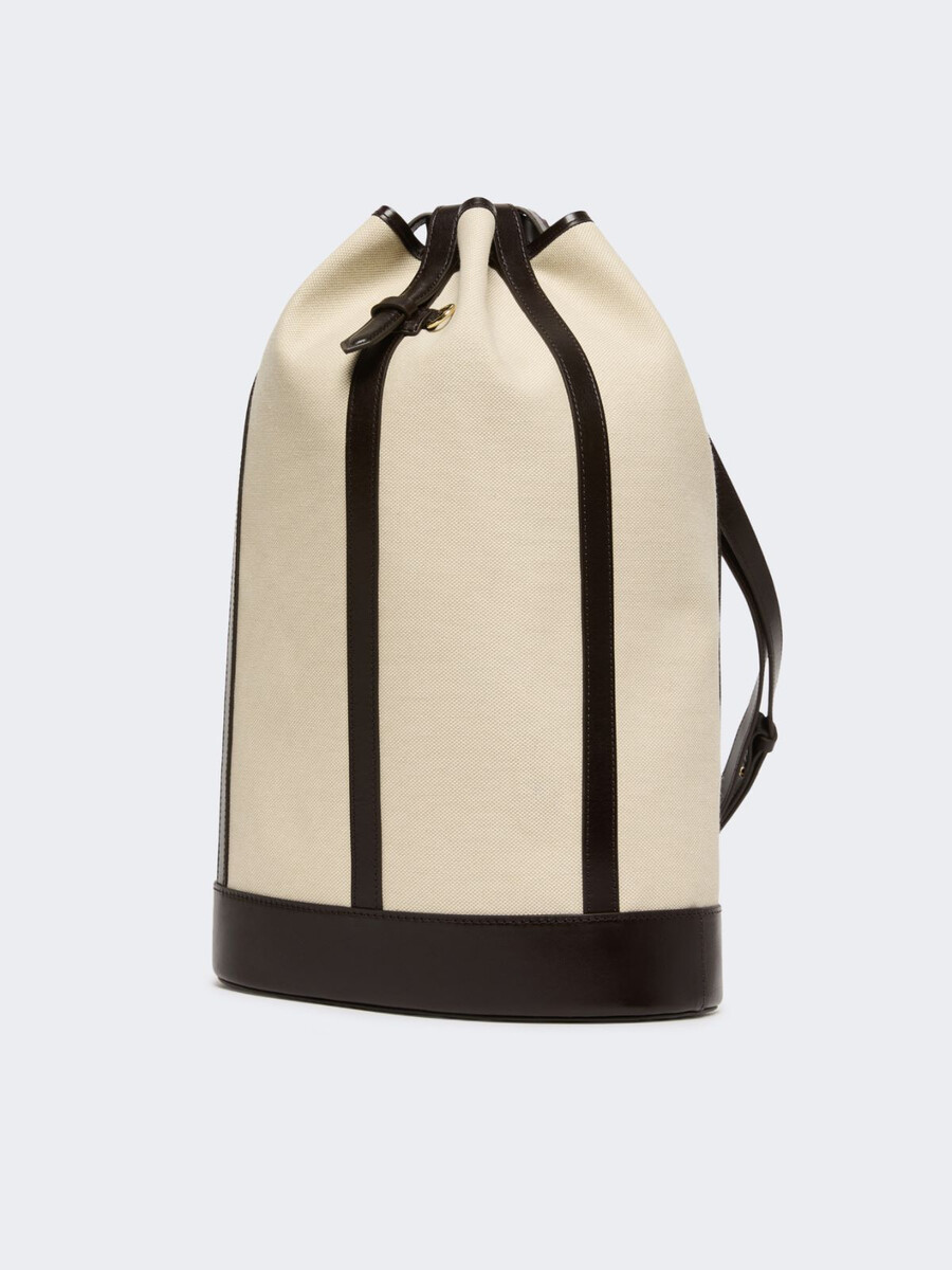 canvas and leather backpack - beige