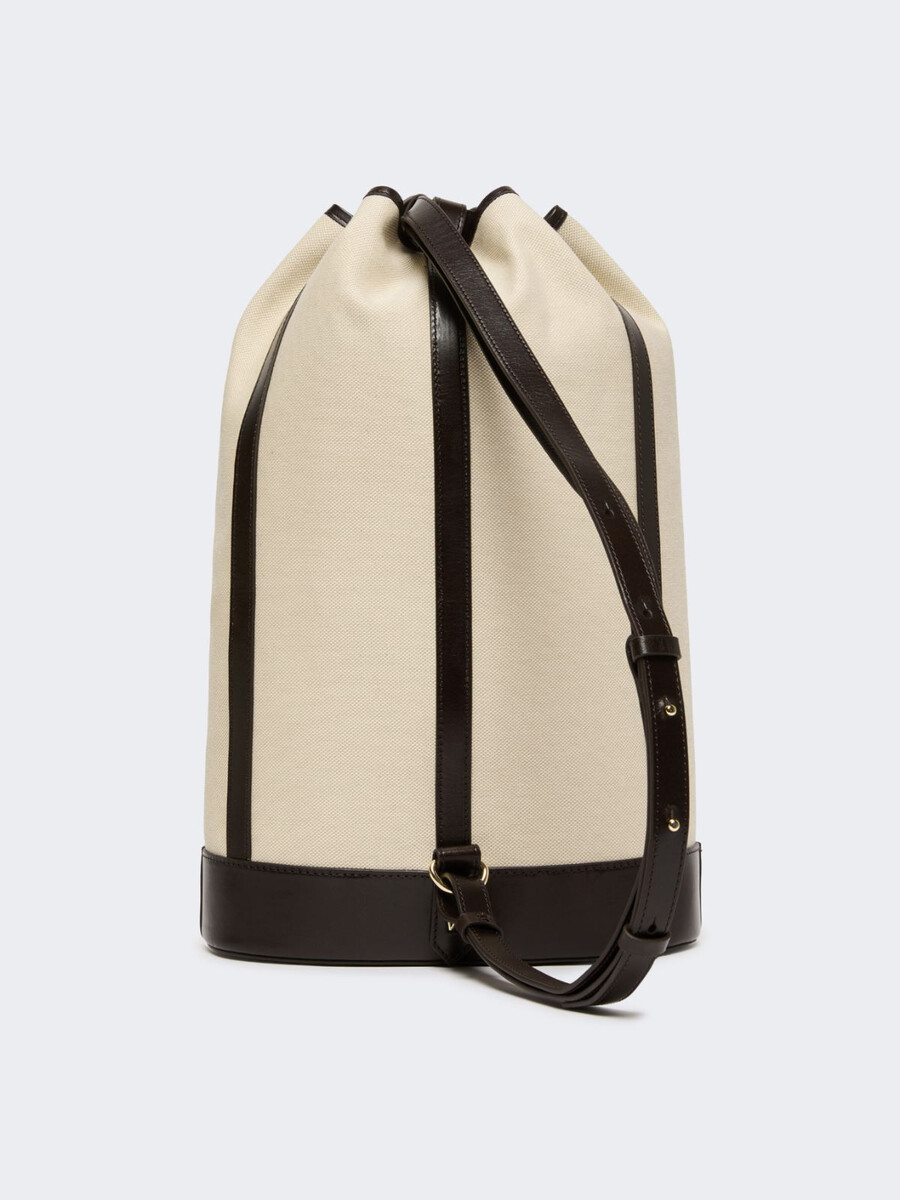 canvas and leather backpack - beige