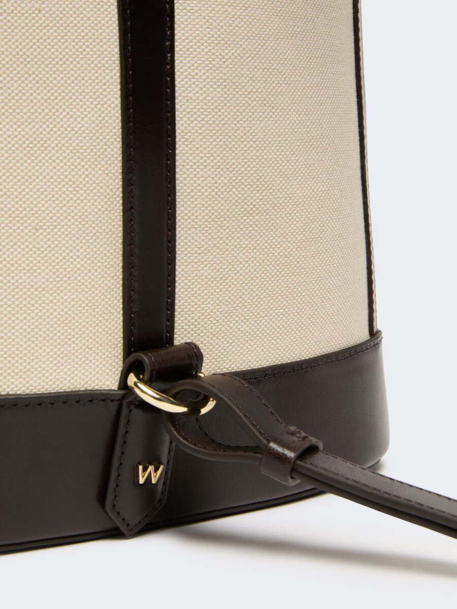 canvas and leather backpack - beige