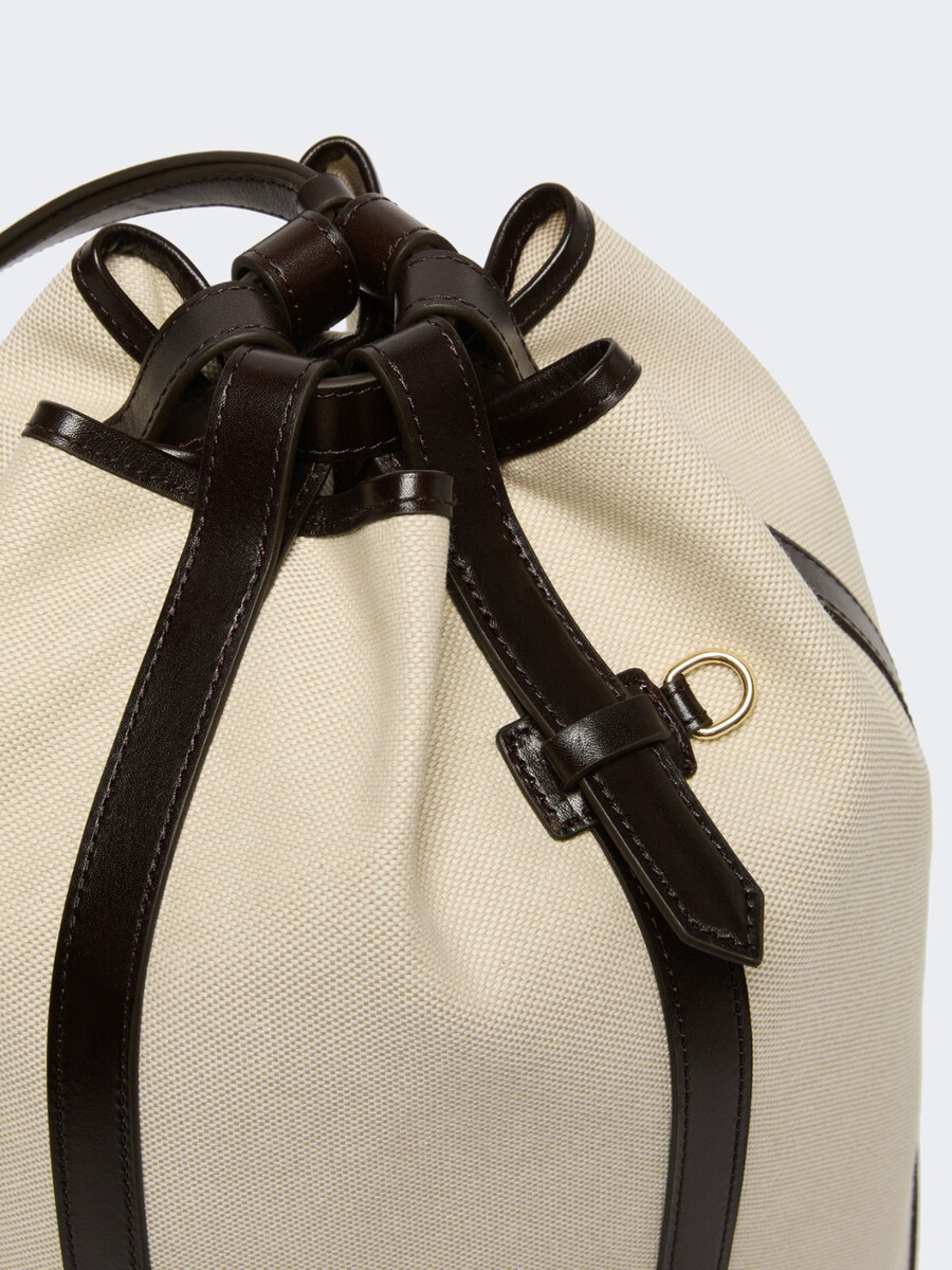 canvas and leather backpack - beige