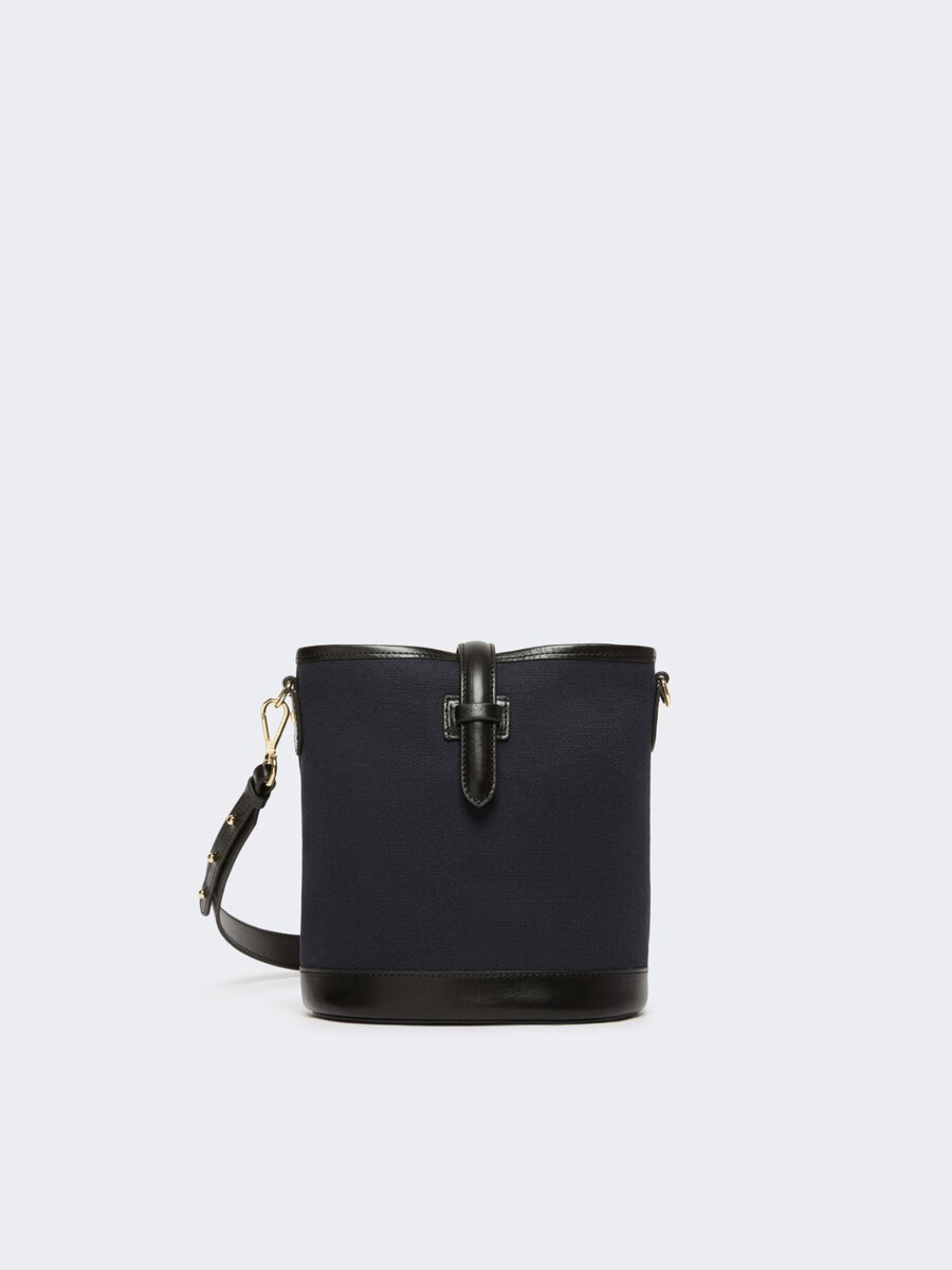 small canvas and leather bucket bag - ultramarine