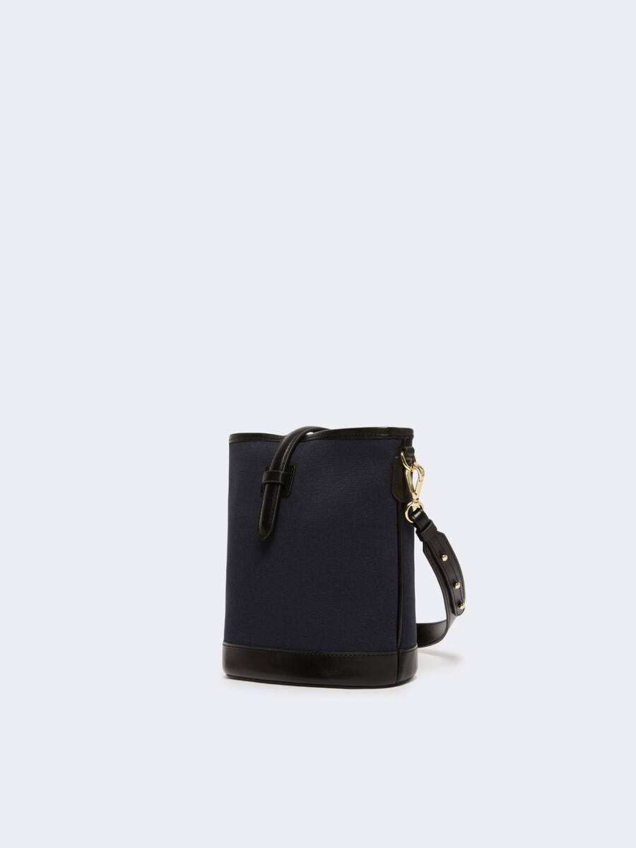 small canvas and leather bucket bag - ultramarine