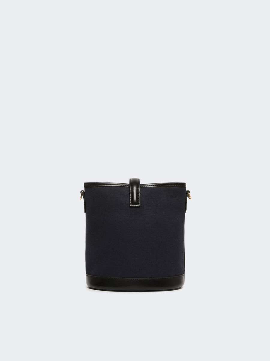 small canvas and leather bucket bag - ultramarine