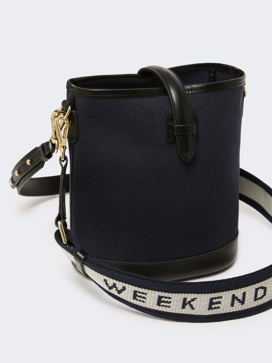 small canvas and leather bucket bag - ultramarine