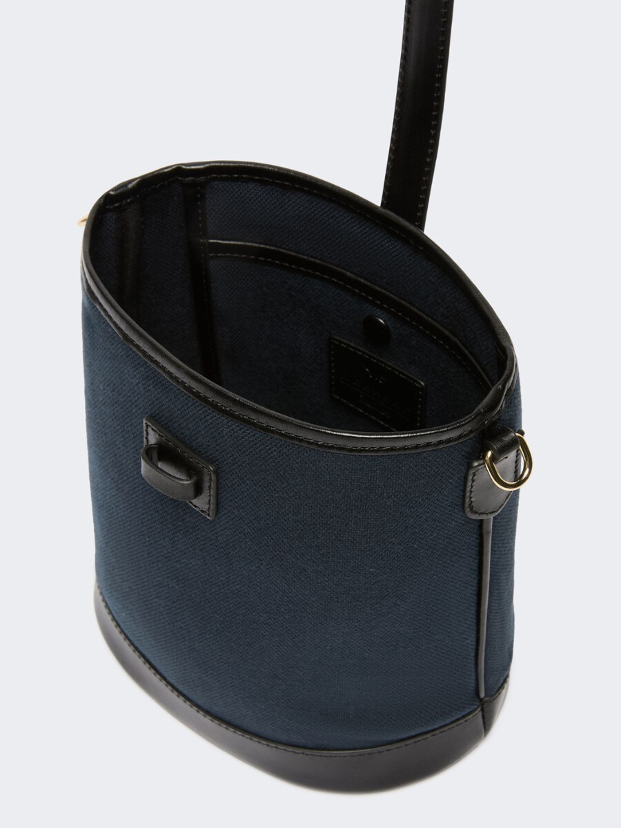 small canvas and leather bucket bag - ultramarine