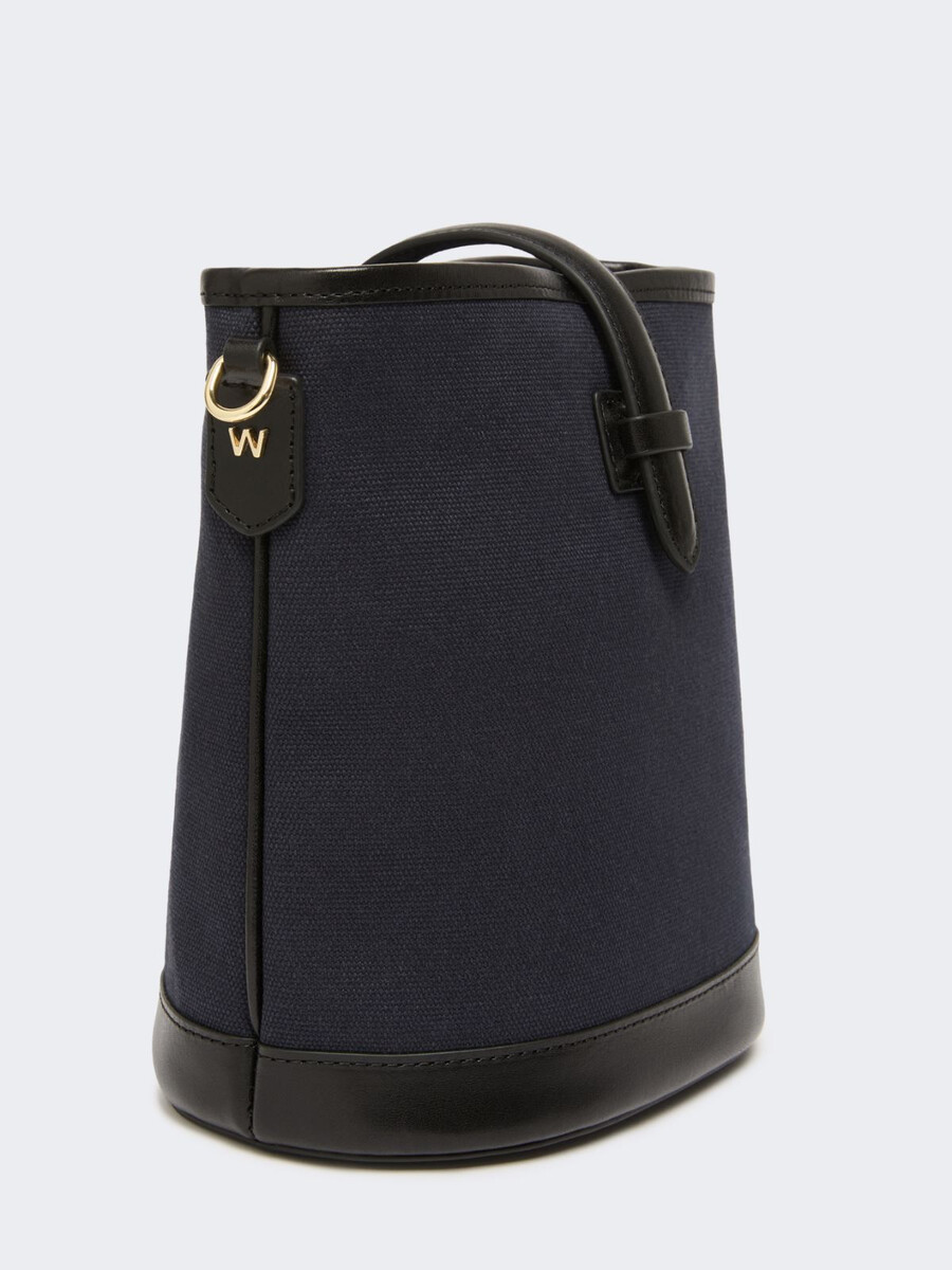 small canvas and leather bucket bag - ultramarine
