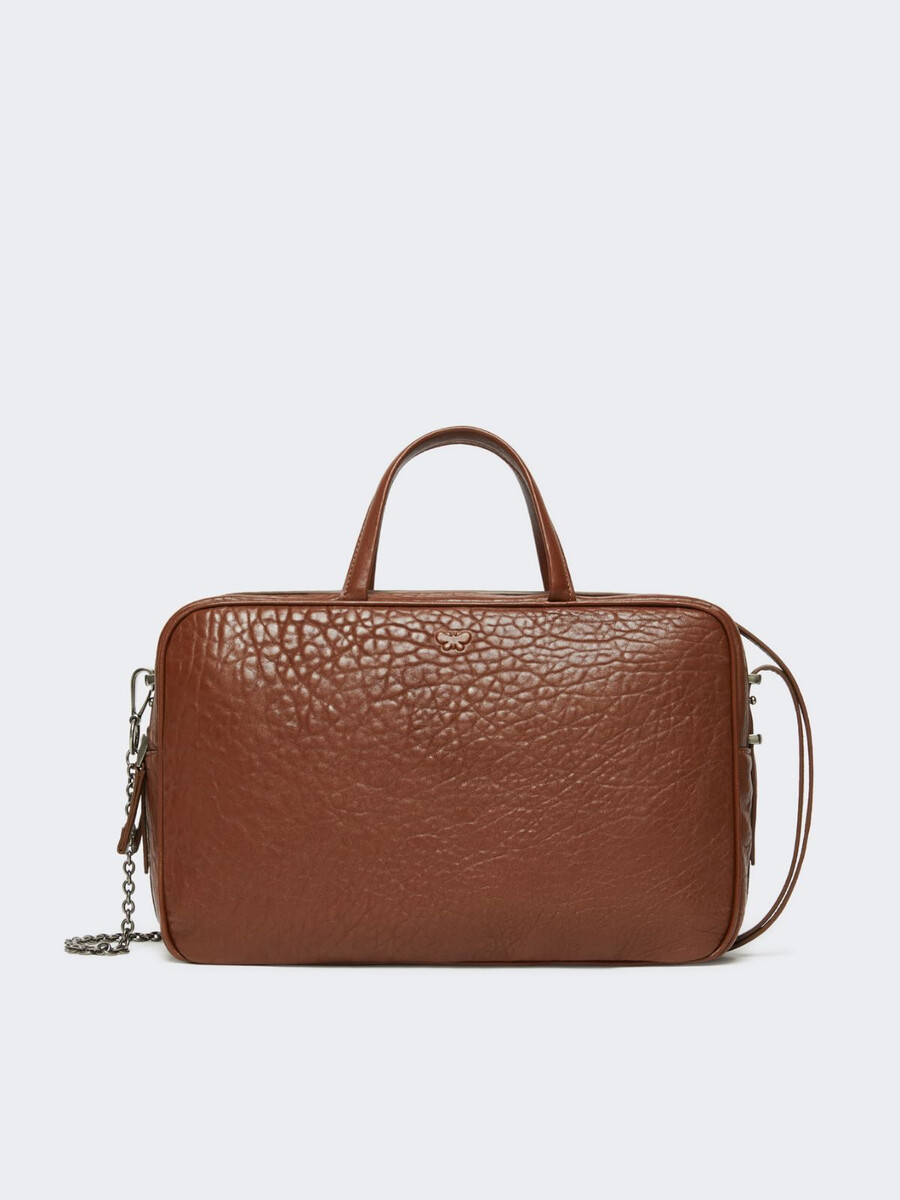 large nappa leather boston bag - tobacco