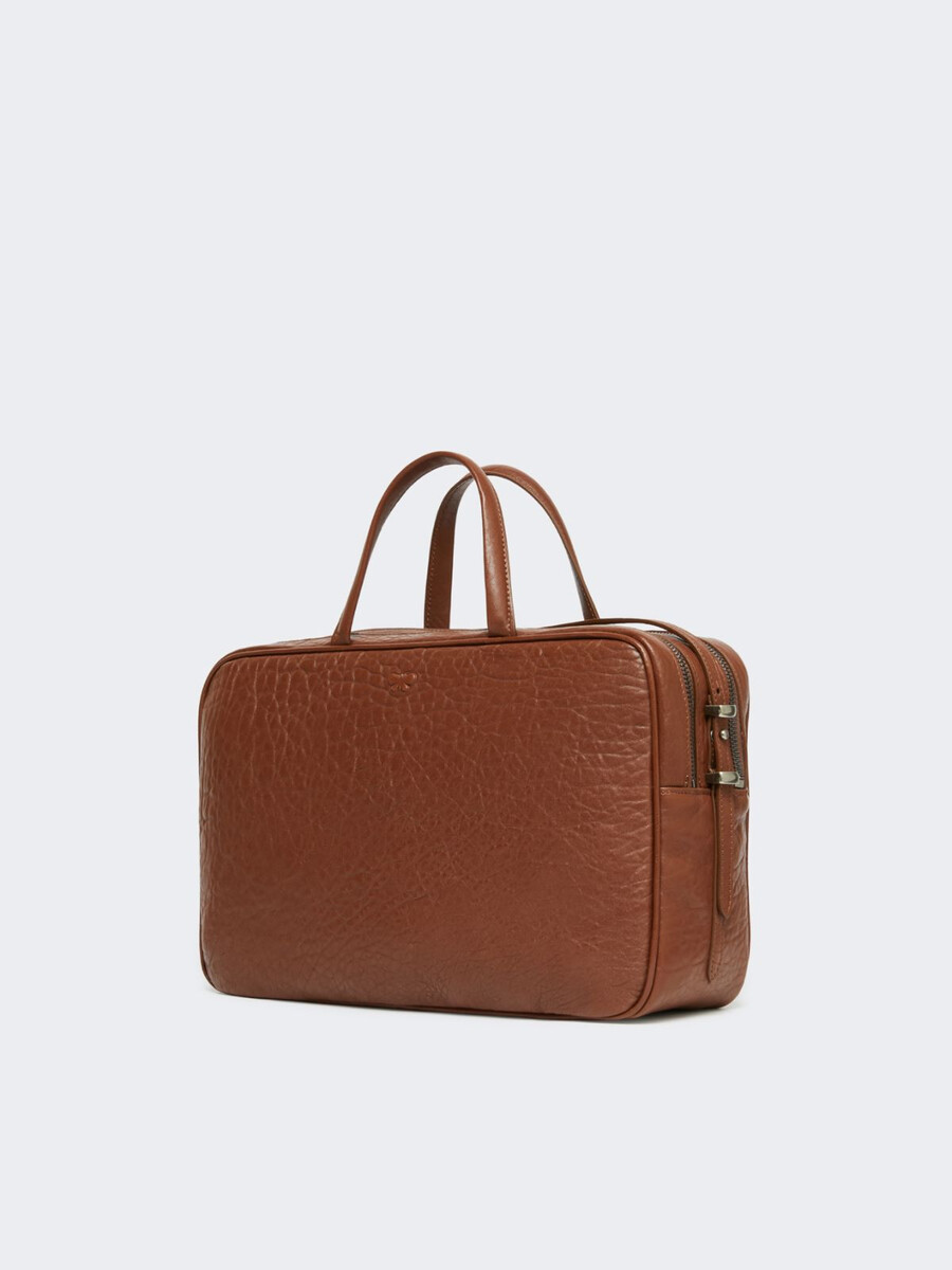 large nappa leather boston bag - tobacco