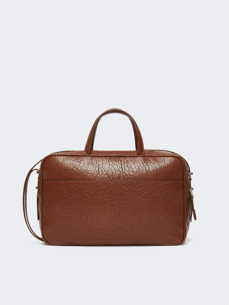 large nappa leather boston bag - tobacco
