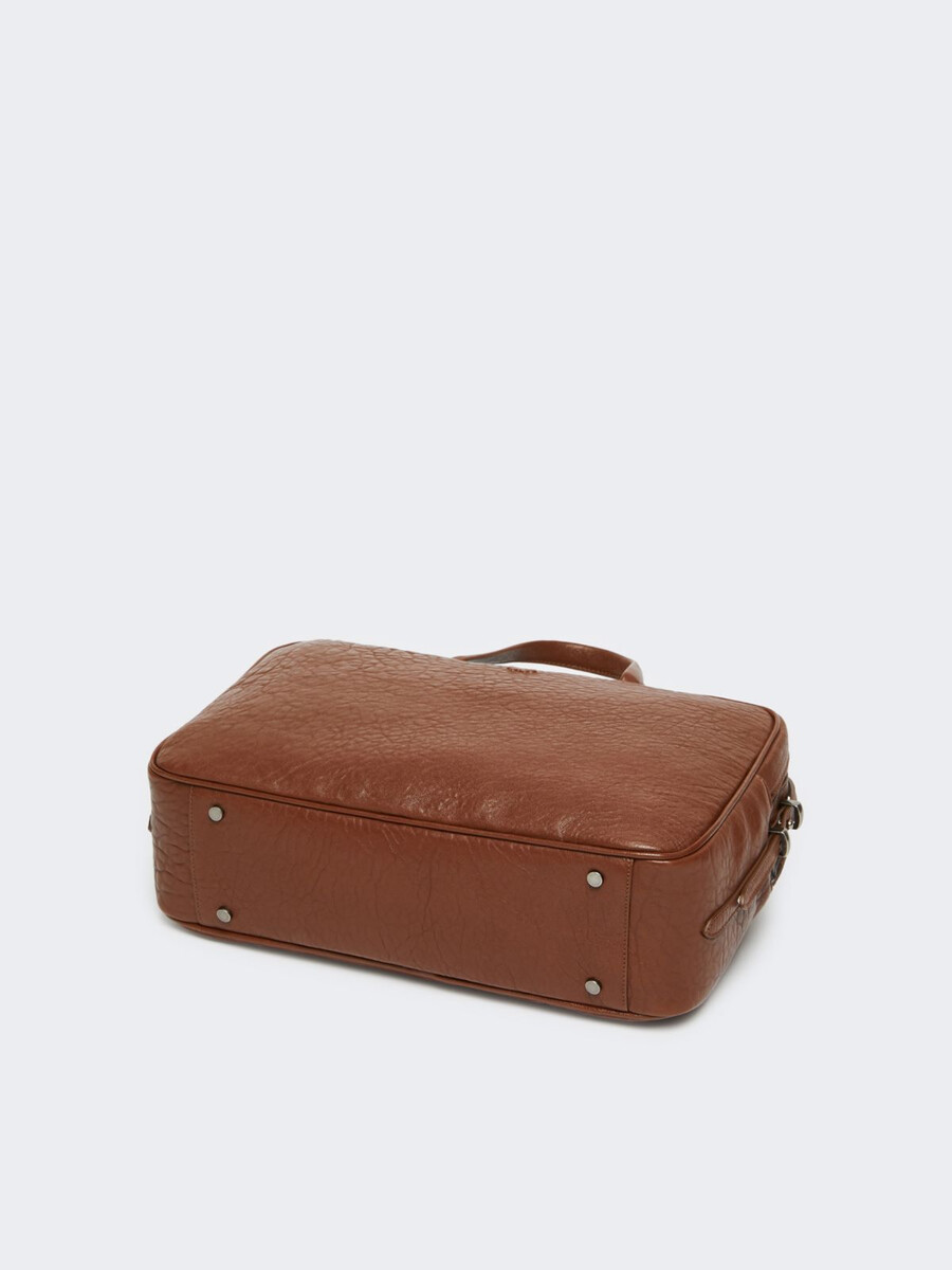 large nappa leather boston bag - tobacco