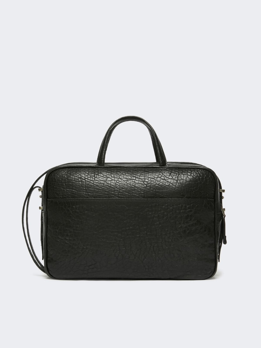 large nappa leather boston bag - black
