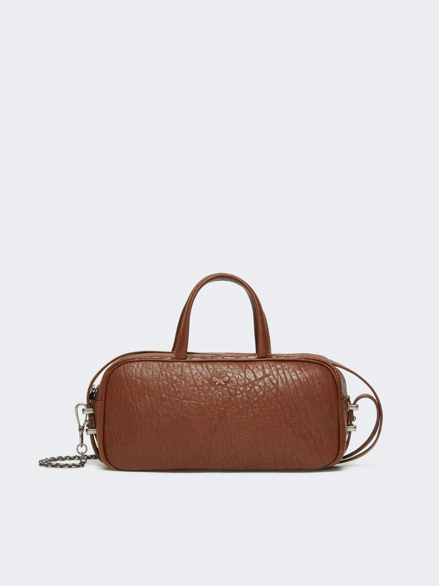 nappa leather boston bag - tobacco