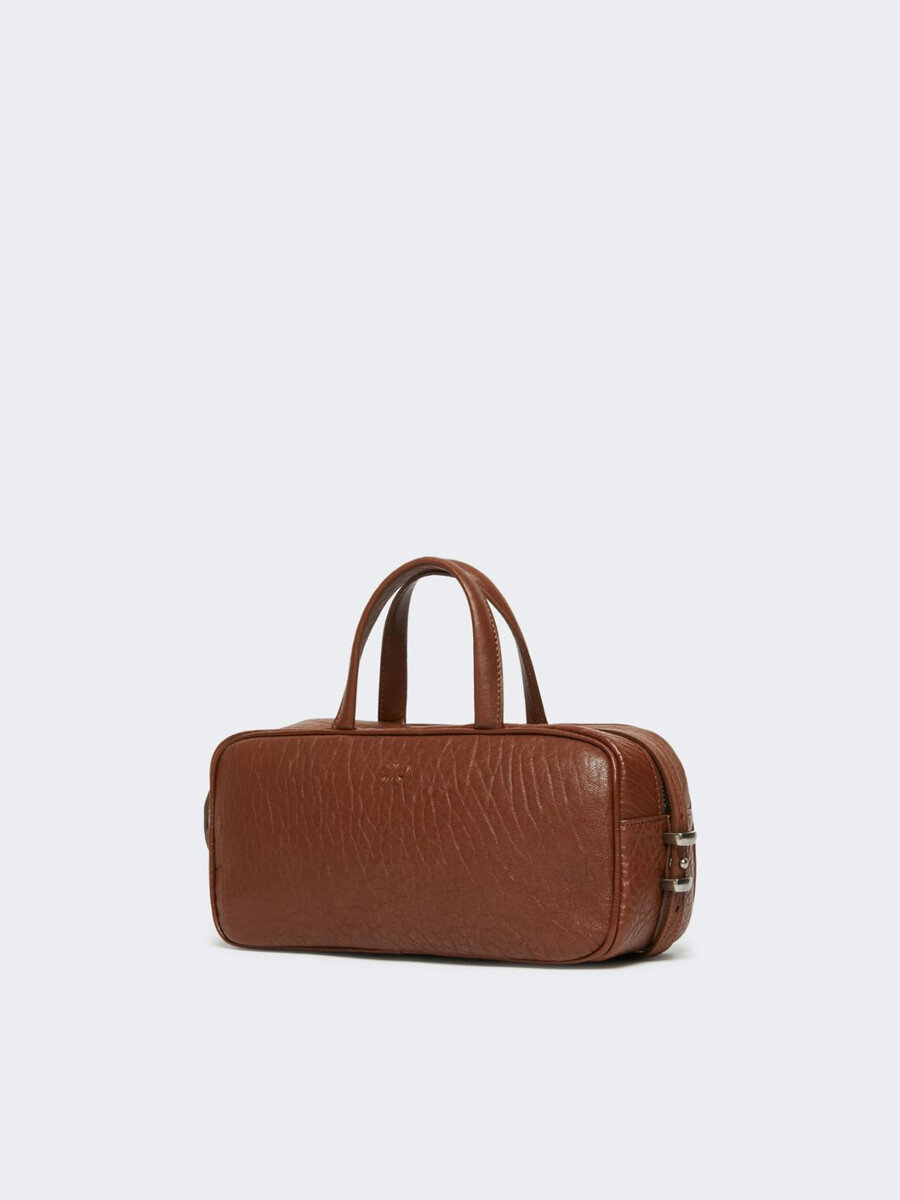 nappa leather boston bag - tobacco