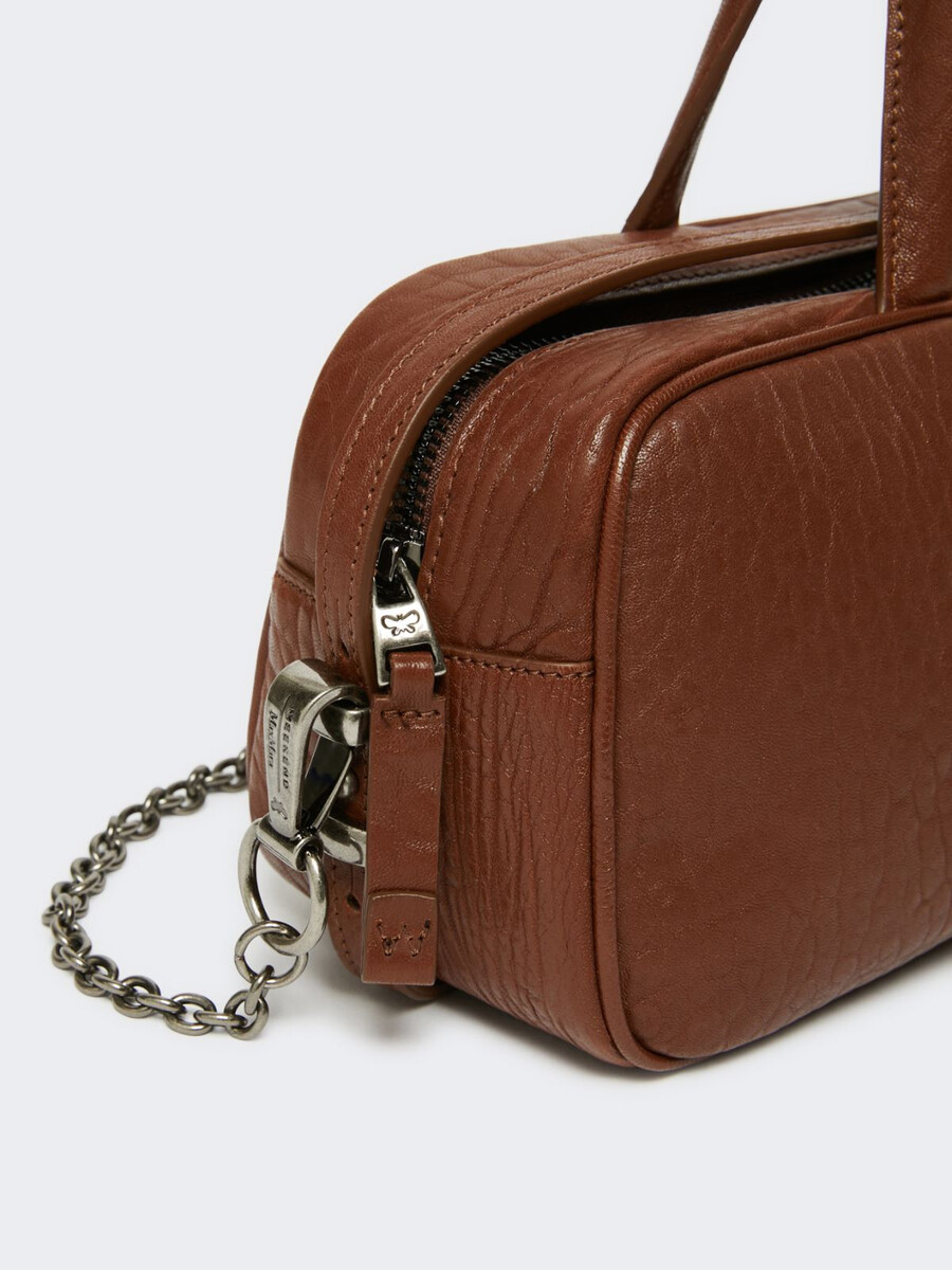 nappa leather boston bag - tobacco