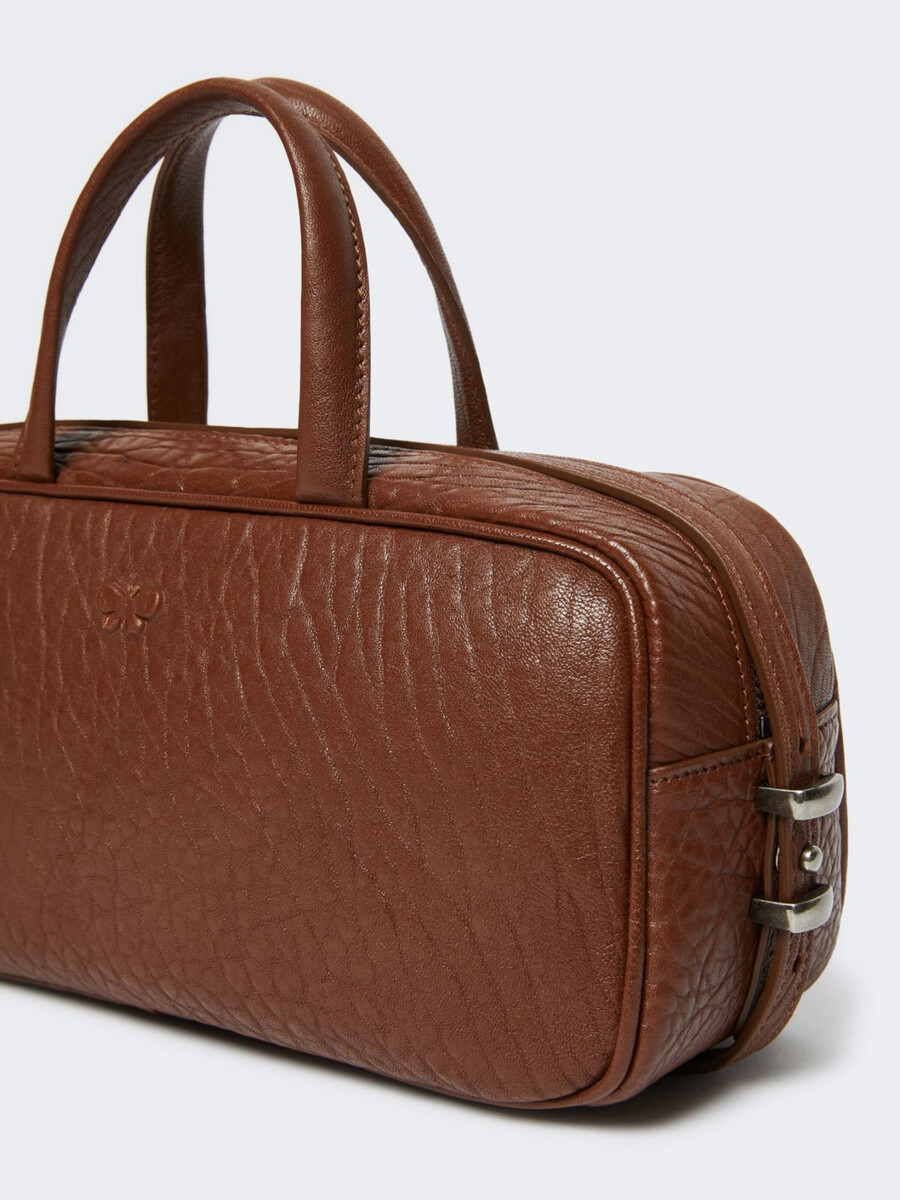 nappa leather boston bag - tobacco