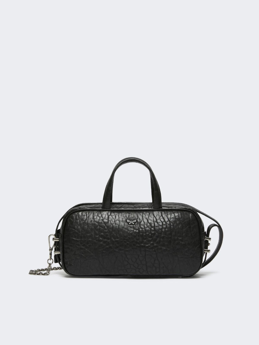 nappa leather boston bag - black