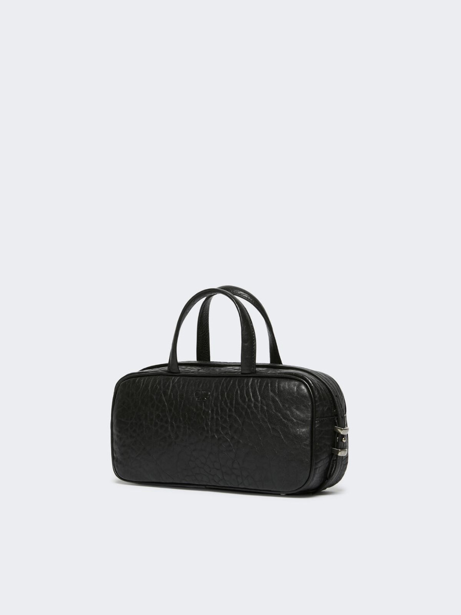 nappa leather boston bag - black