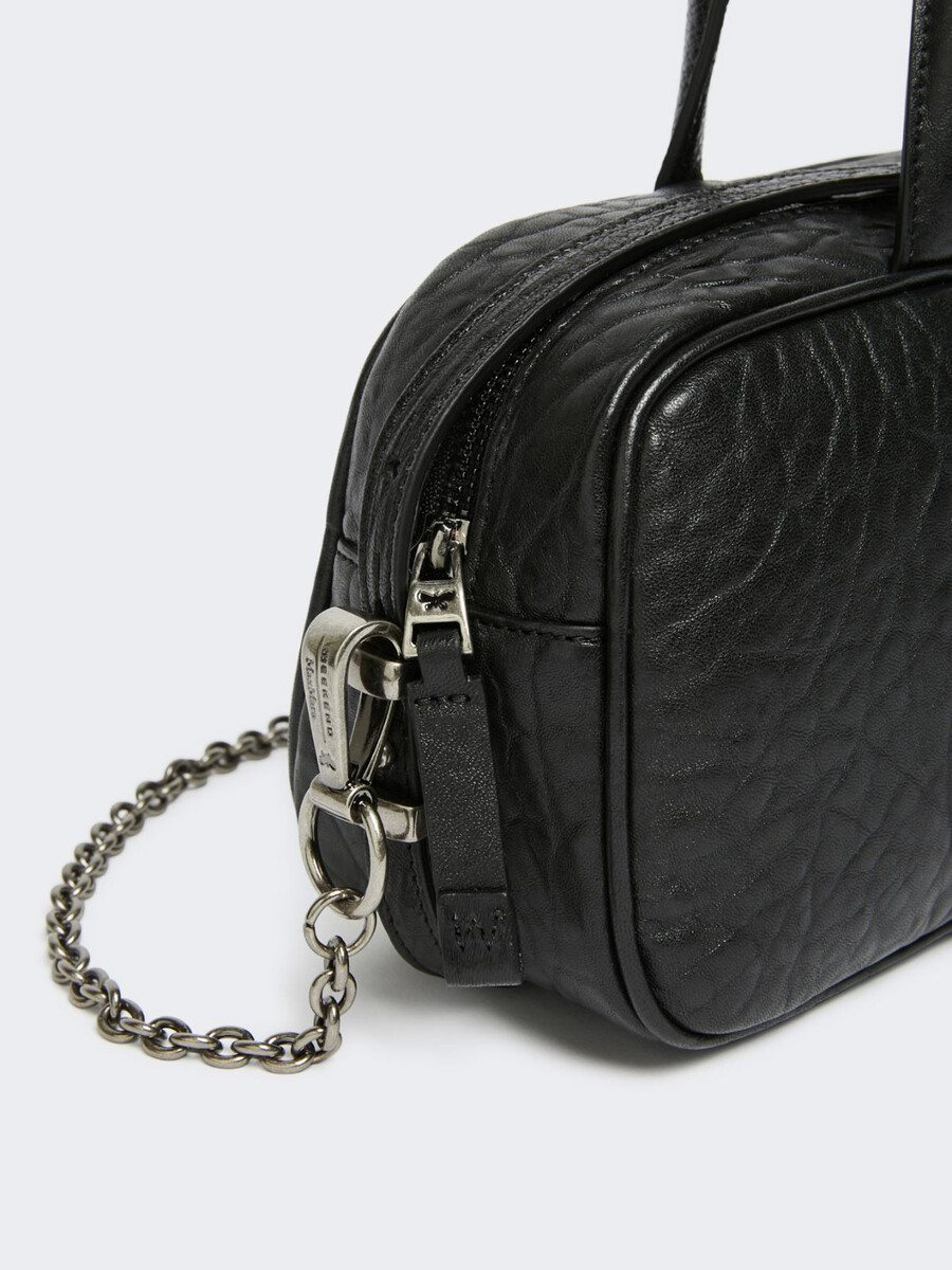 nappa leather boston bag - black
