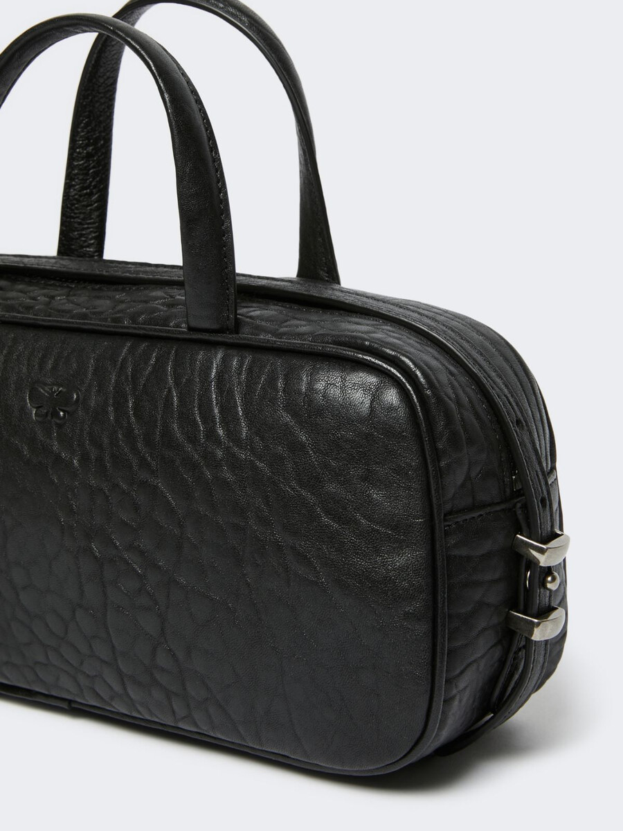 nappa leather boston bag - black
