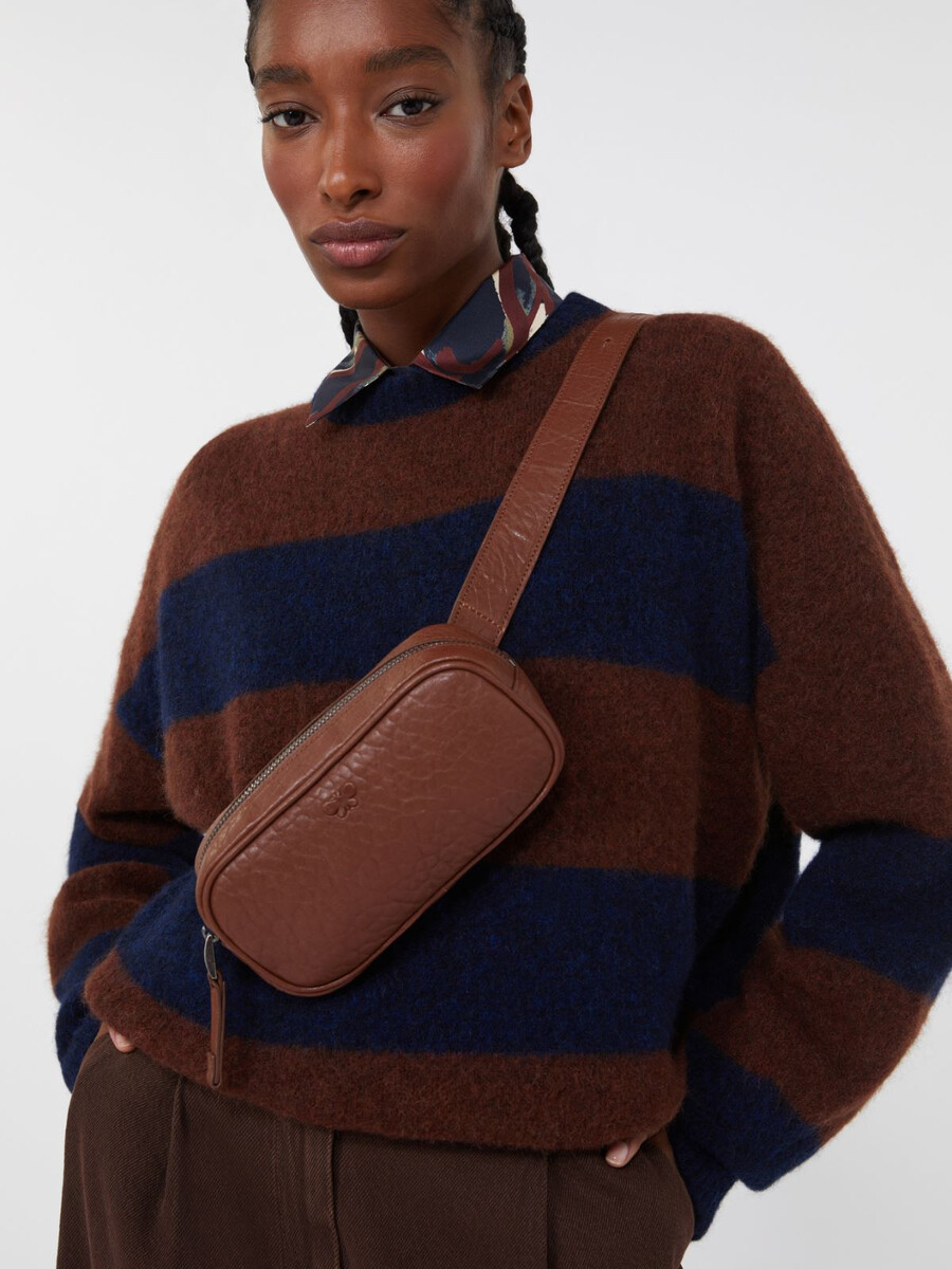 nappa leather belt bag - tobacco