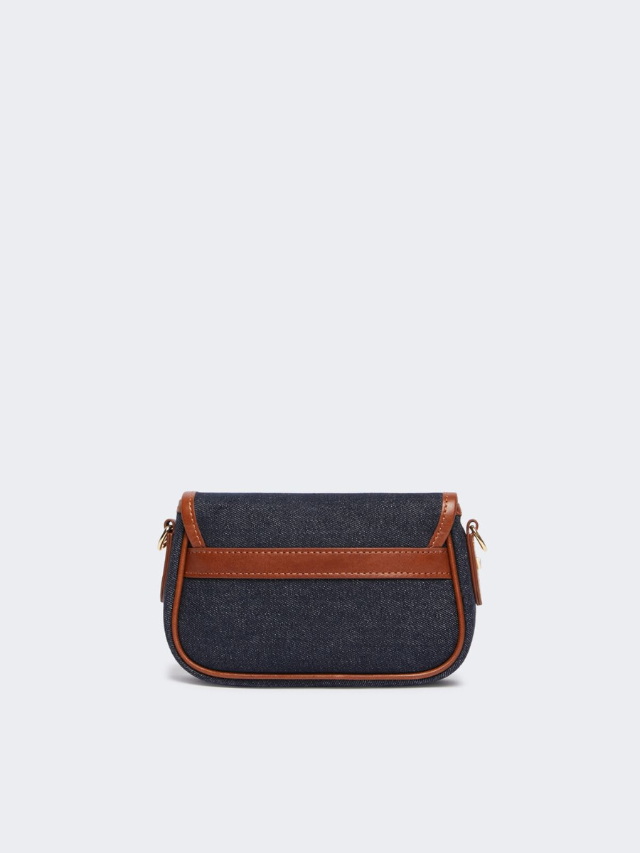 small denim and leather crossbody bag - china blue