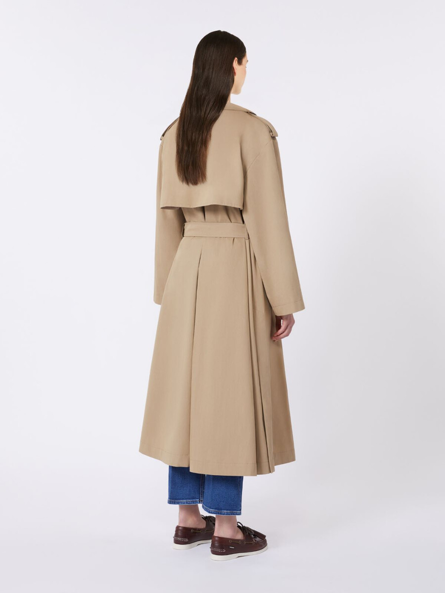 flowing cotton and nylon trench coat - hazelnut brown