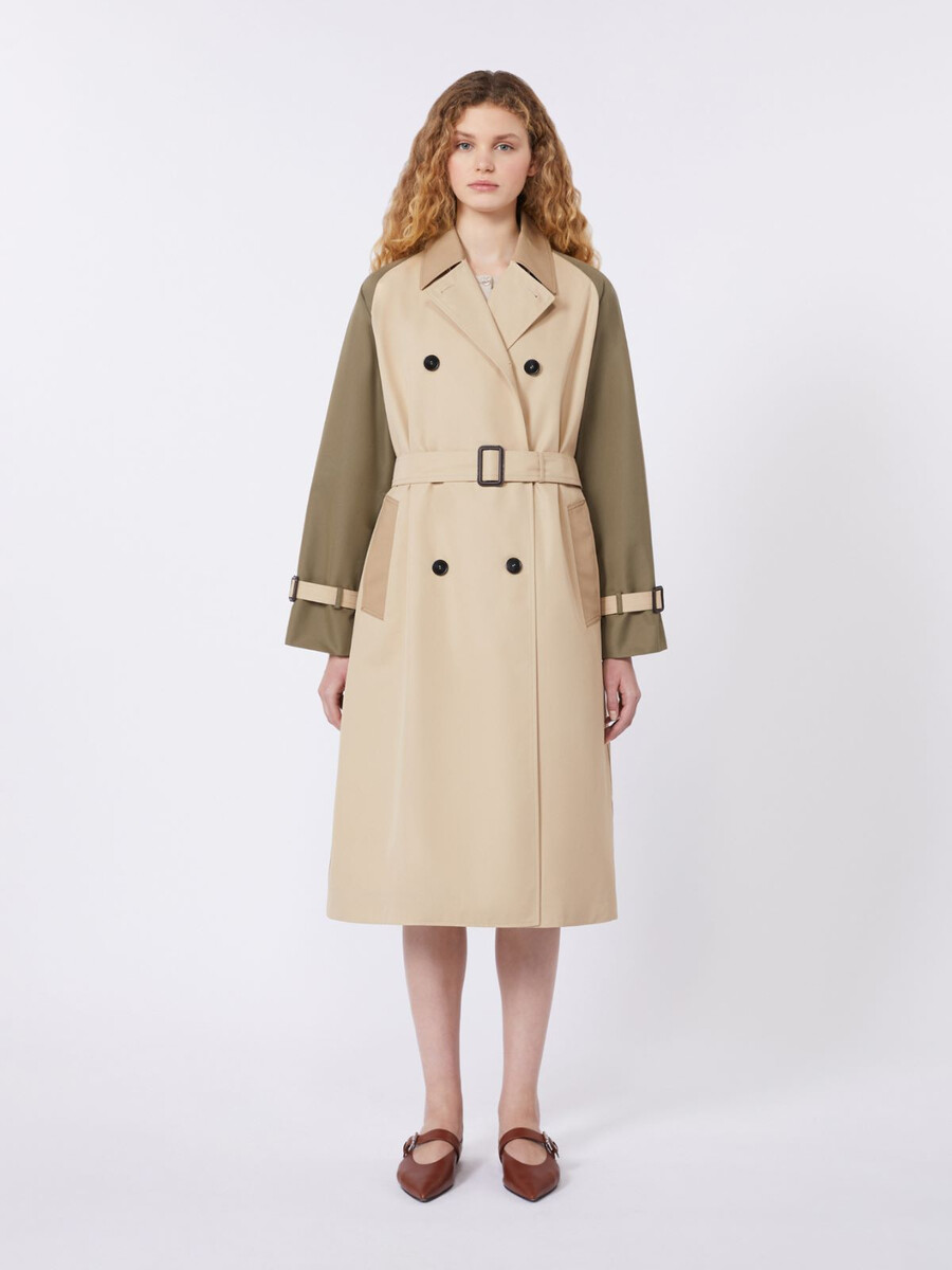 reversible water-repellent gabardine trench coat - beige