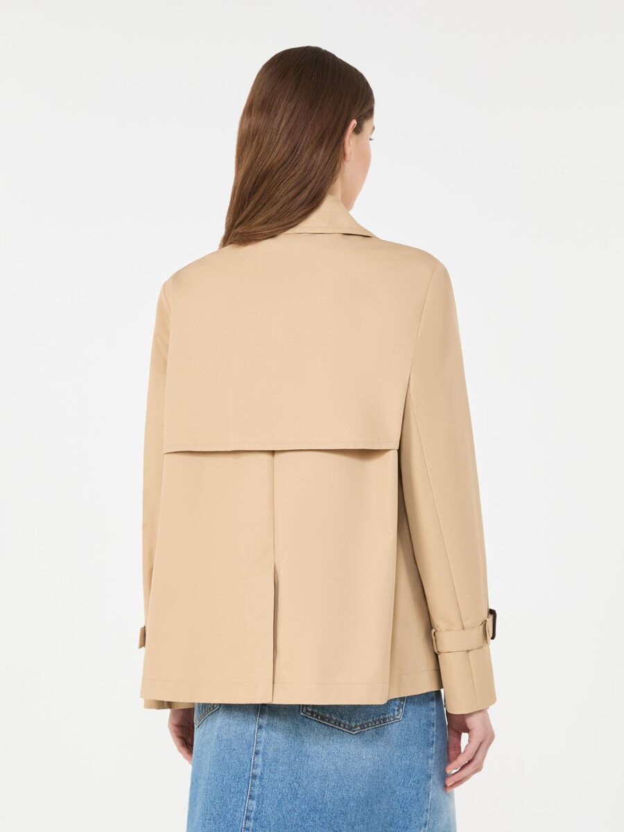cropped water-repellent gabardine trench coat - beige