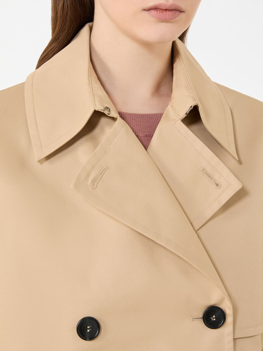 cropped water-repellent gabardine trench coat - beige