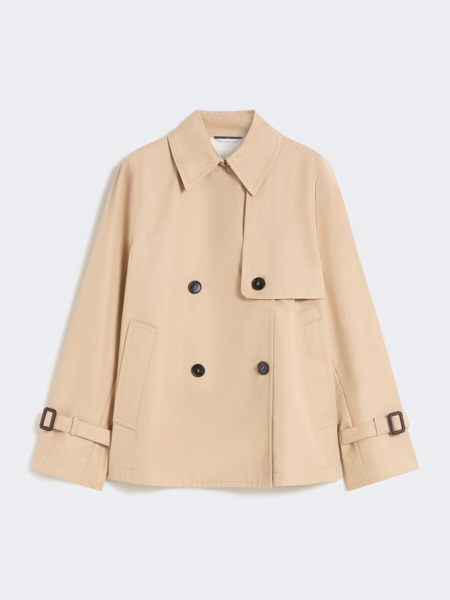 cropped water-repellent gabardine trench coat - beige