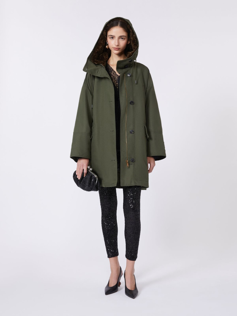 water-repellent canvas parka - kaki