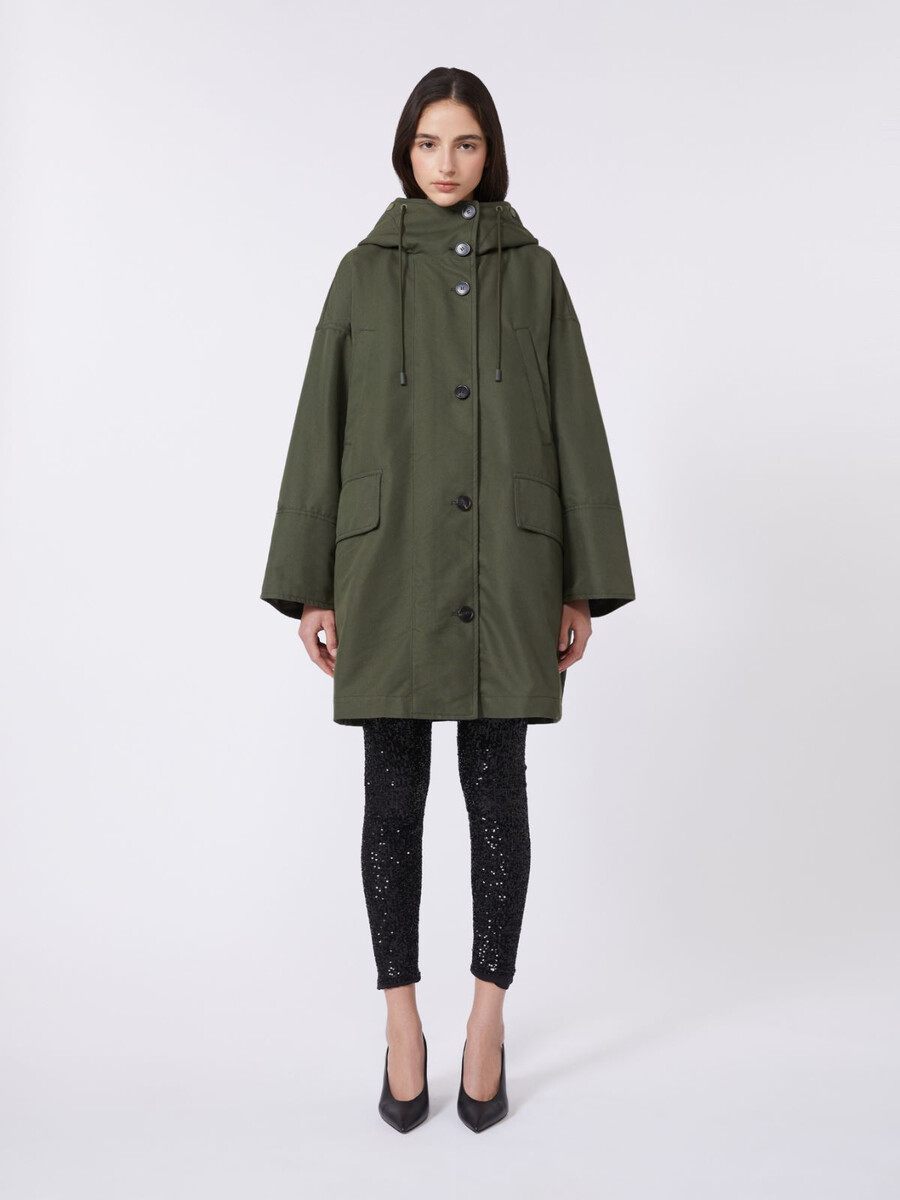 water-repellent canvas parka - kaki