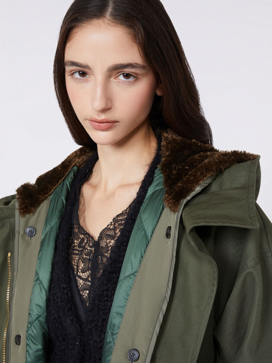 water-repellent canvas parka - kaki