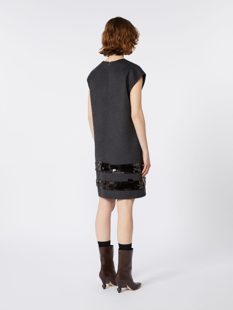 short dress in wool and sequins - dark grey