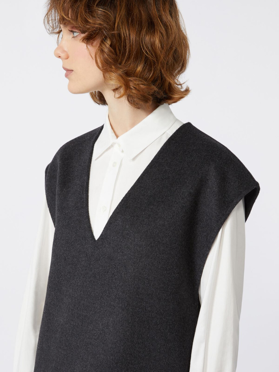 short dress in wool and sequins - dark grey