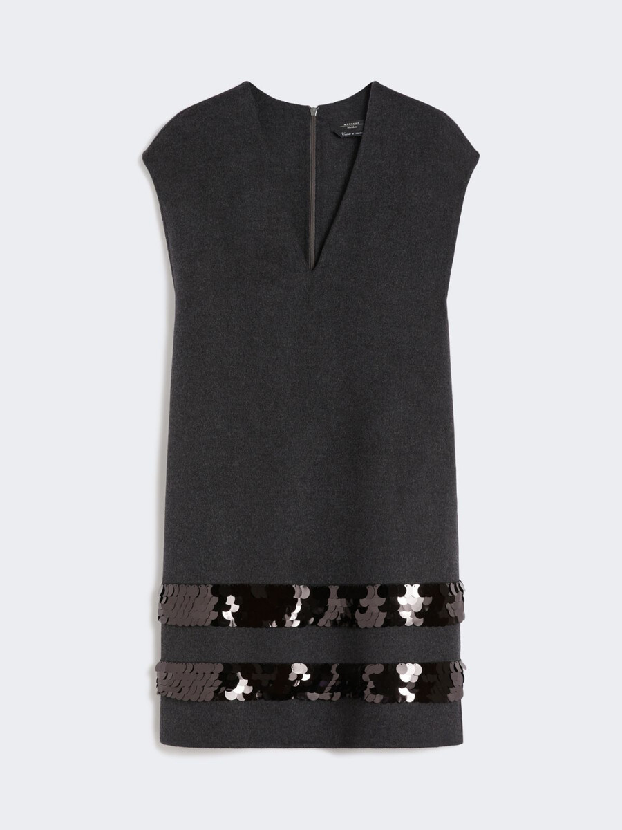 short dress in wool and sequins - dark grey