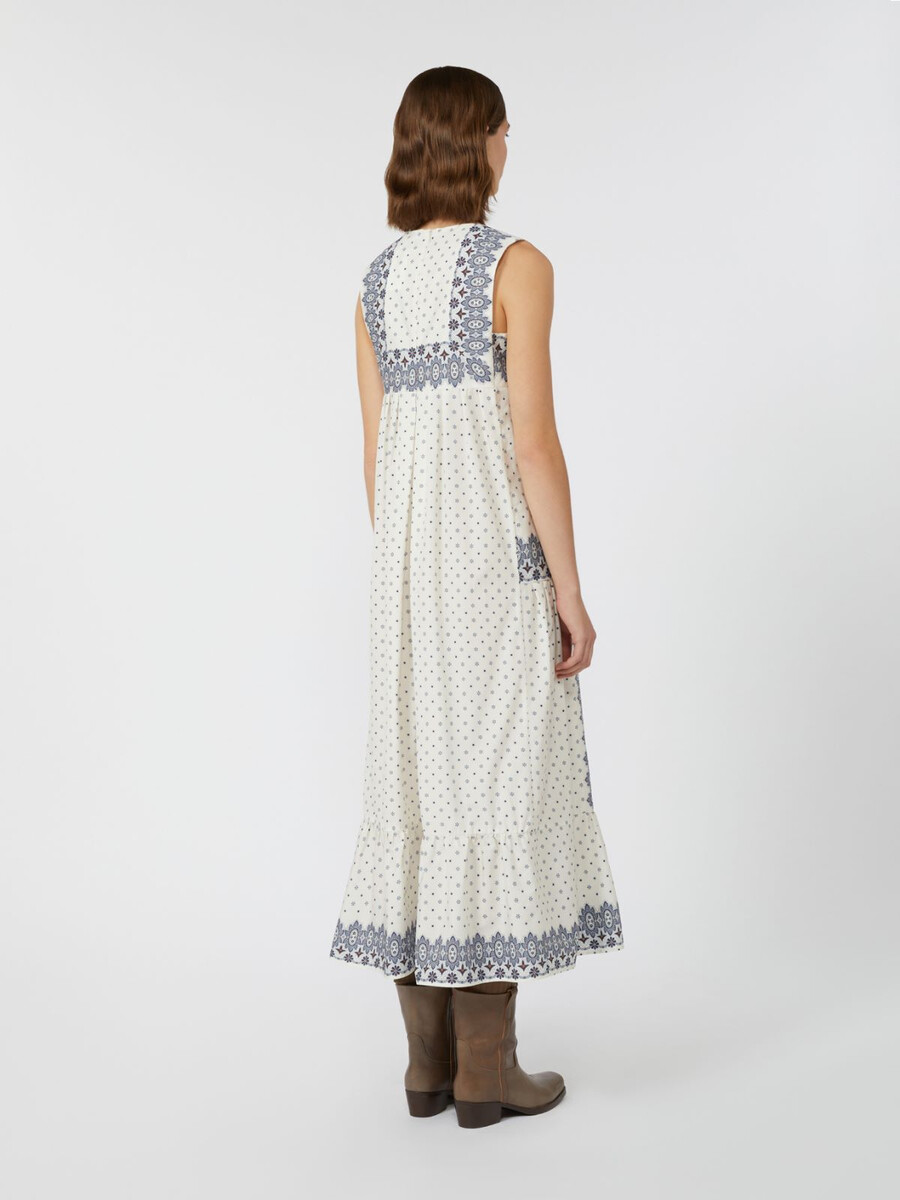 printed poplin dress - ivory