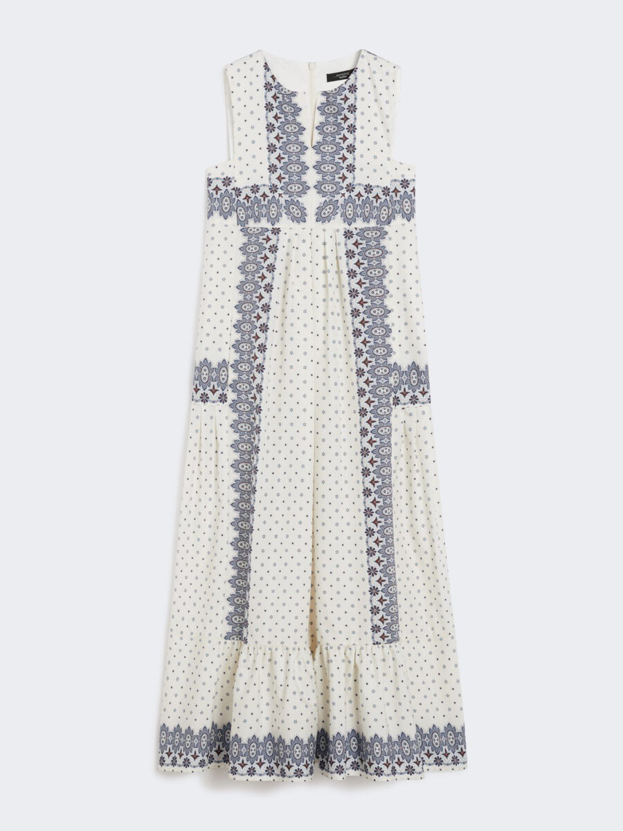 printed poplin dress - ivory