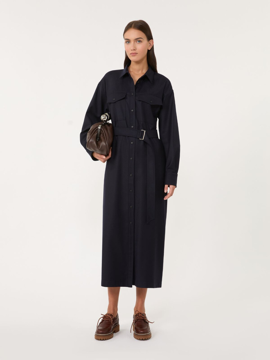 wool flannel dress - navy