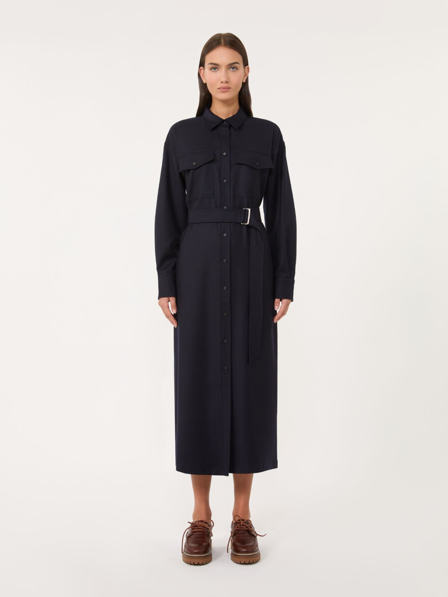 wool flannel dress - navy