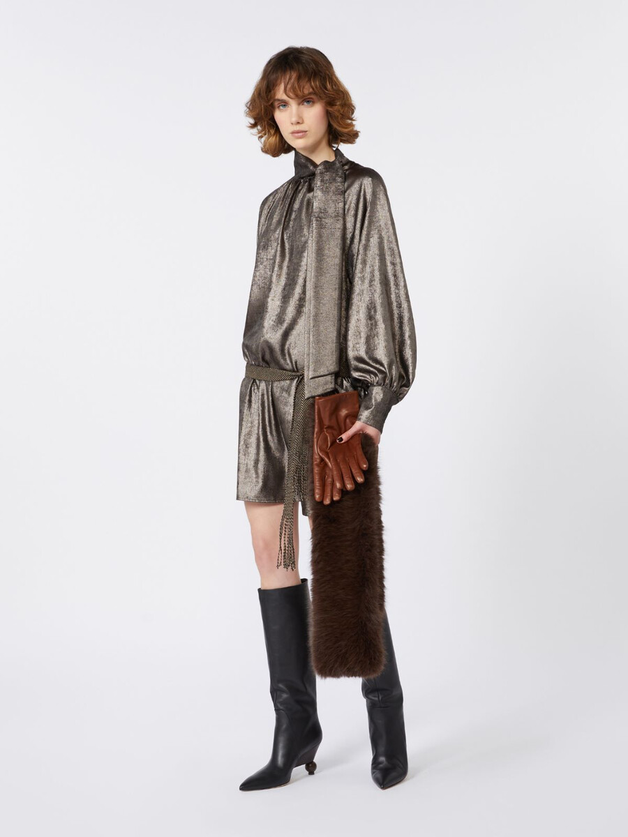 metallic chiffon dress - platinum