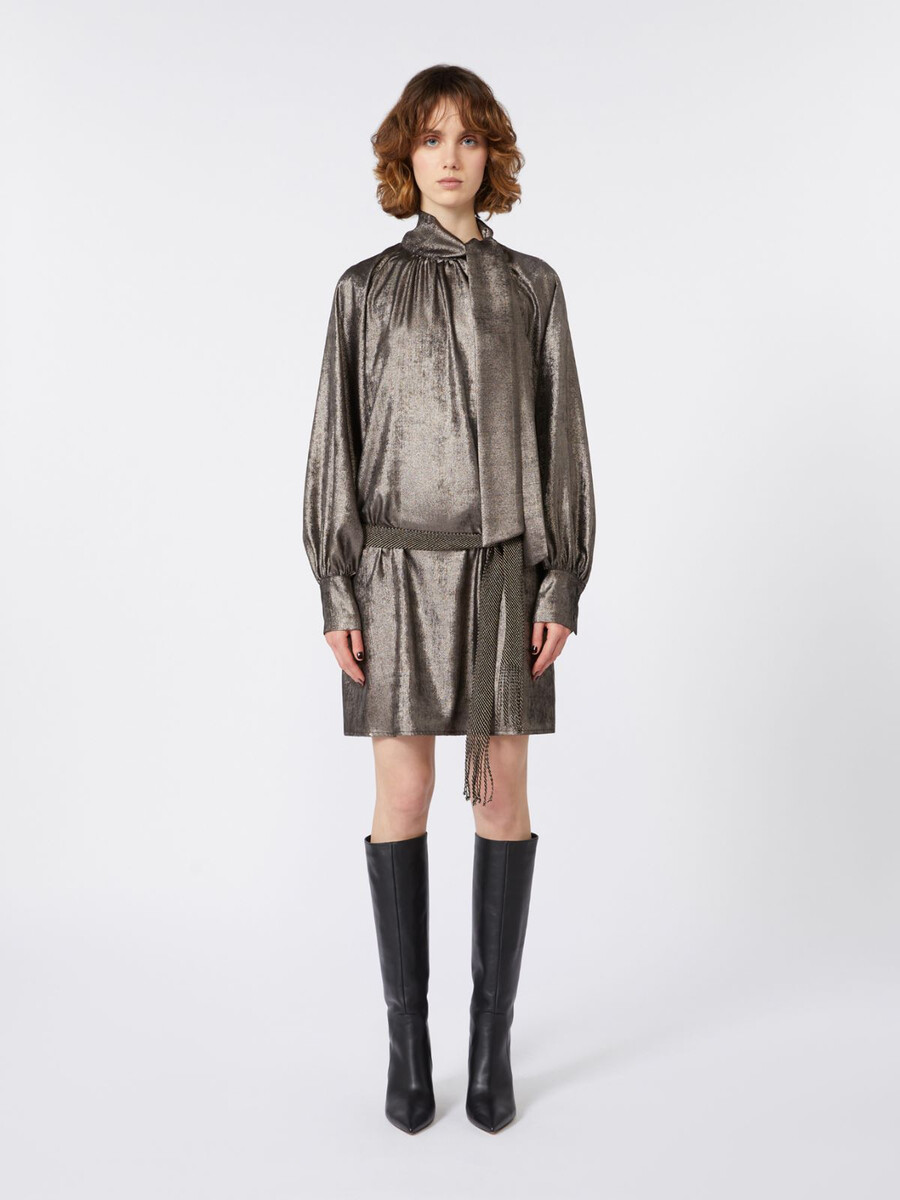 metallic chiffon dress - platinum