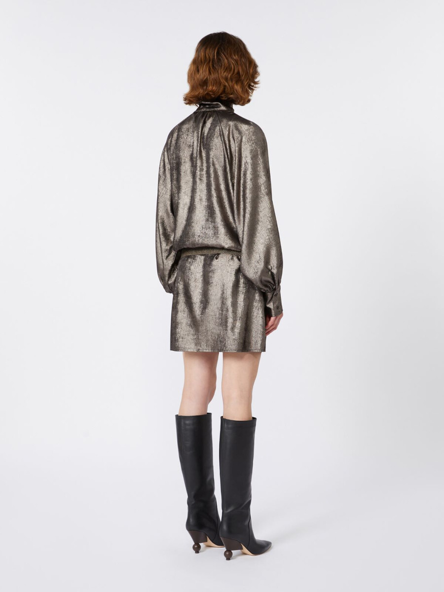 metallic chiffon dress - platinum
