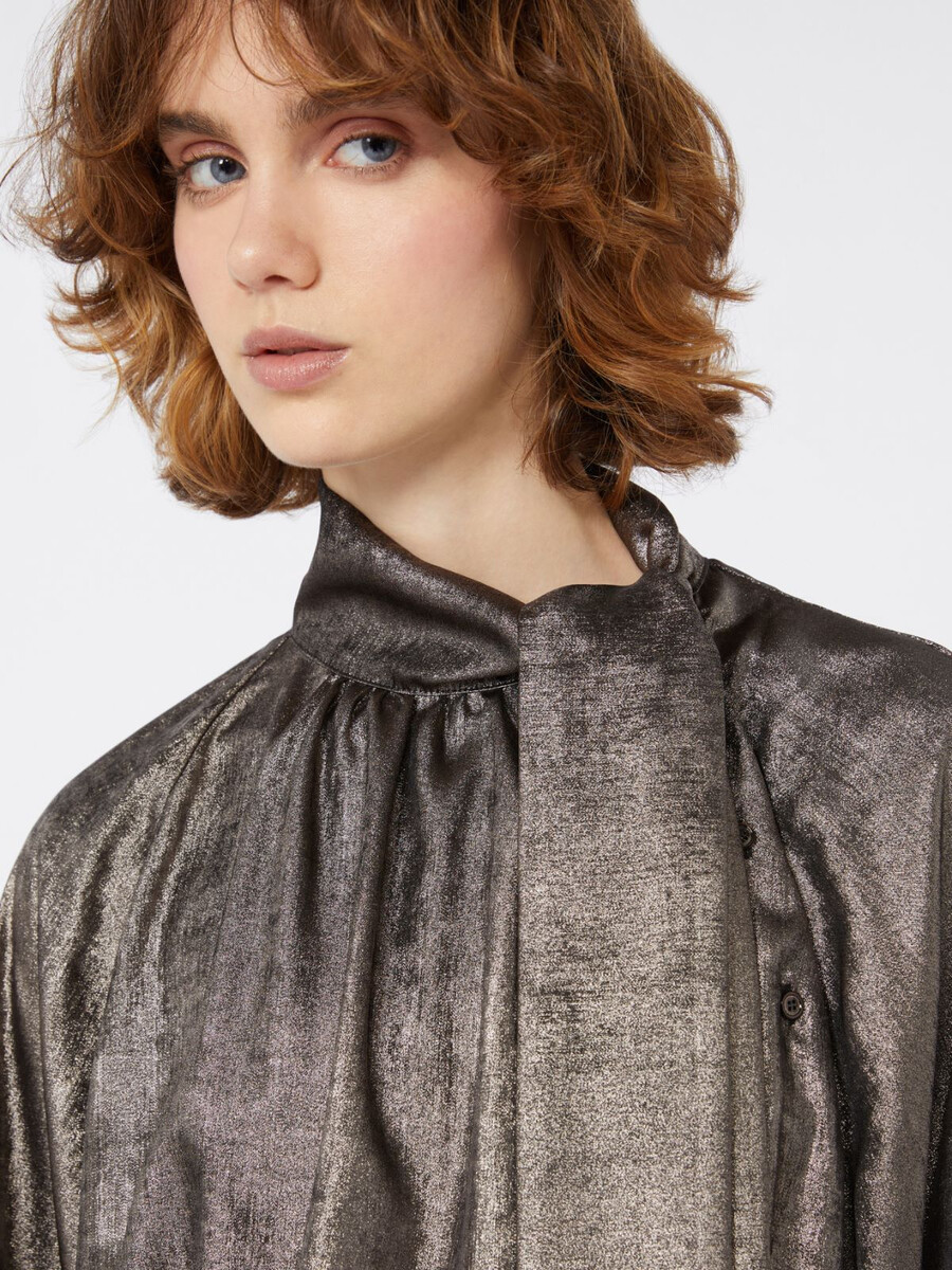 metallic chiffon dress - platinum
