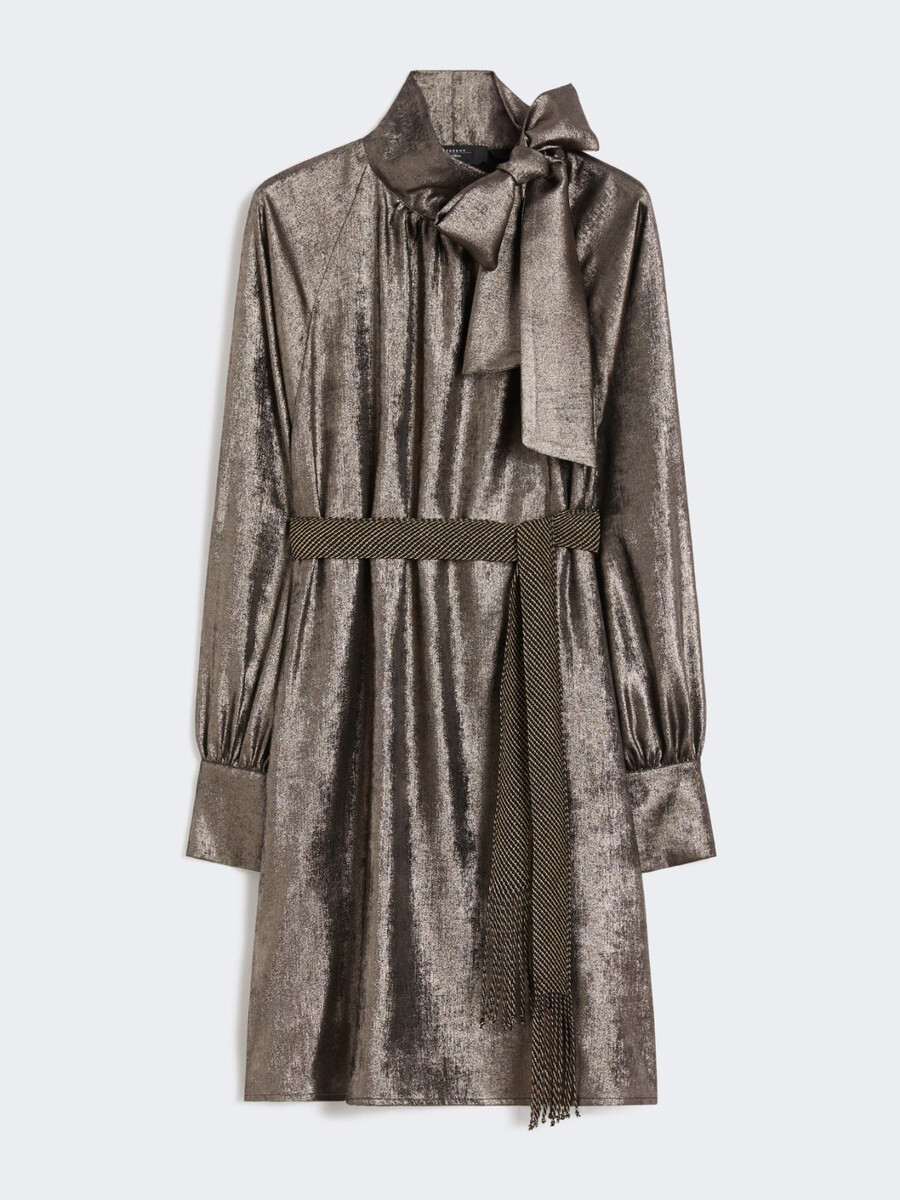 metallic chiffon dress - platinum