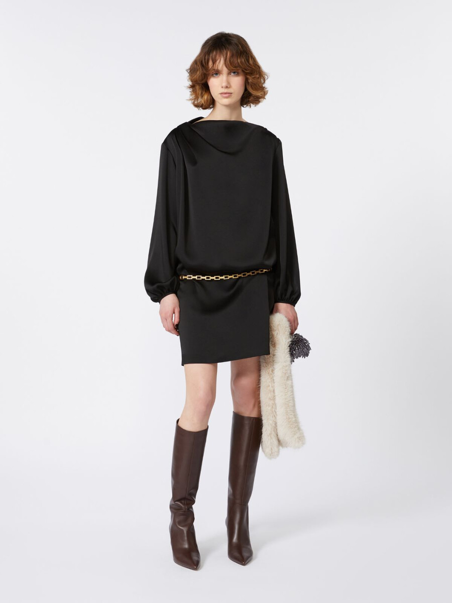 minidress in shiny envers satin - black