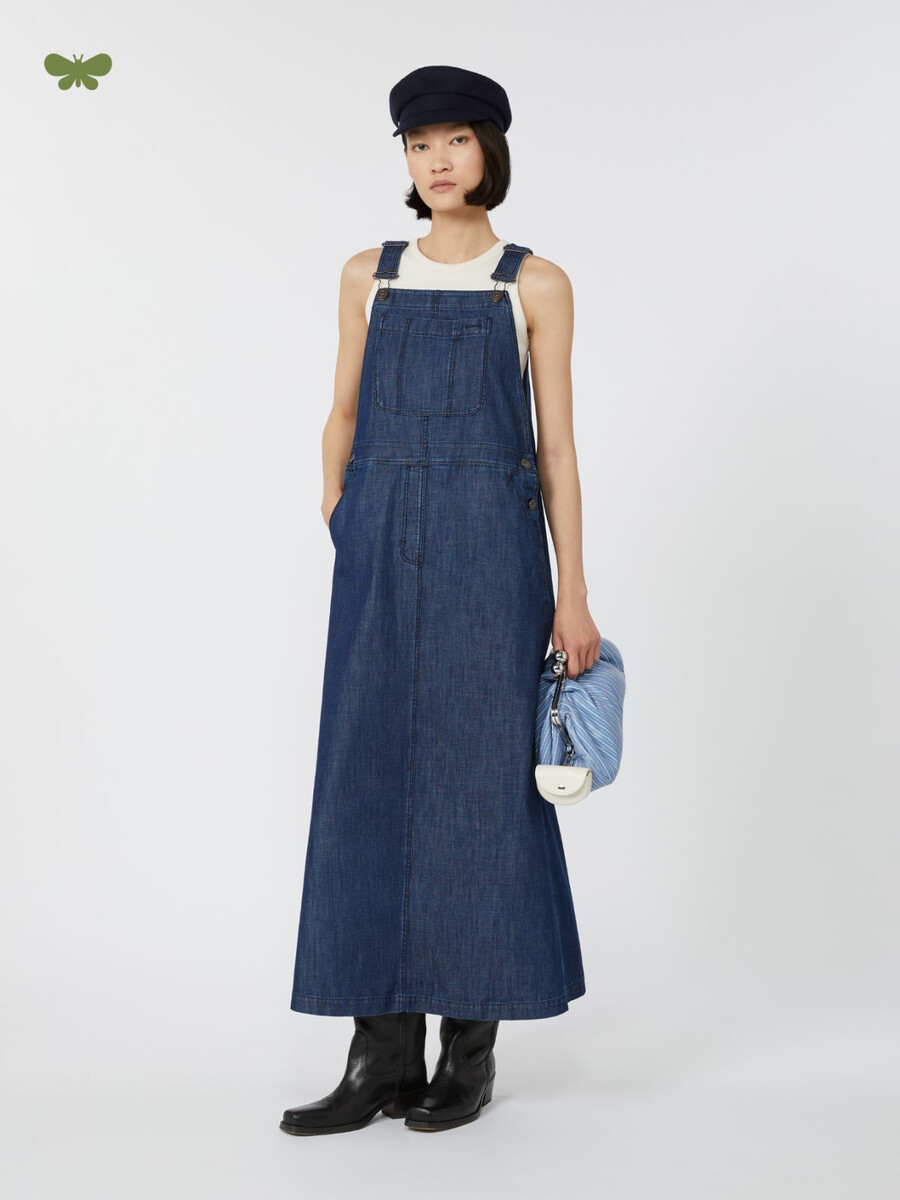 denim dungaree dress - navy