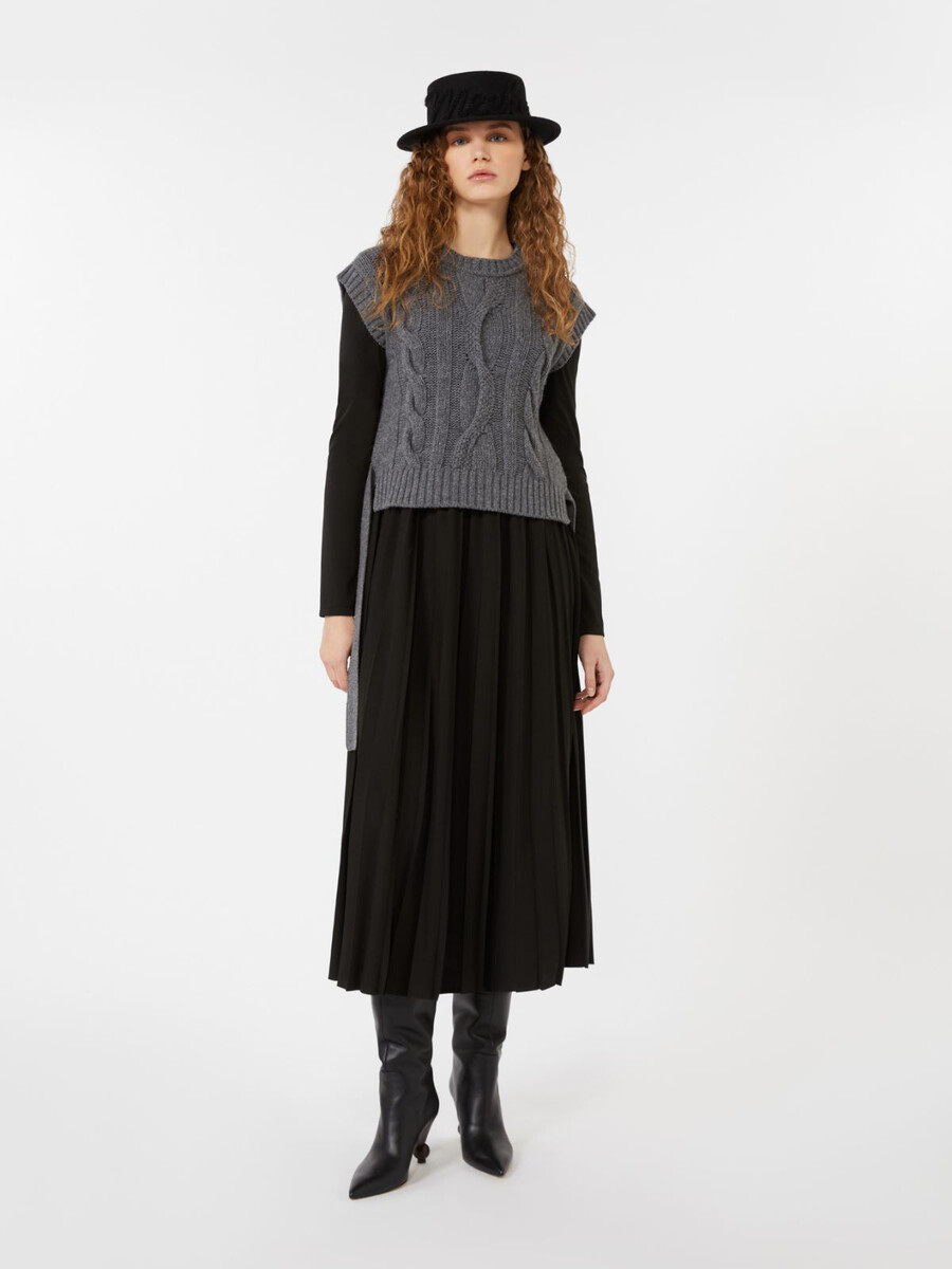 2-in-1 jersey and wool knit dress - black