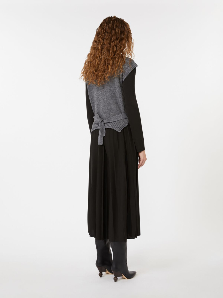 2-in-1 jersey and wool knit dress - black